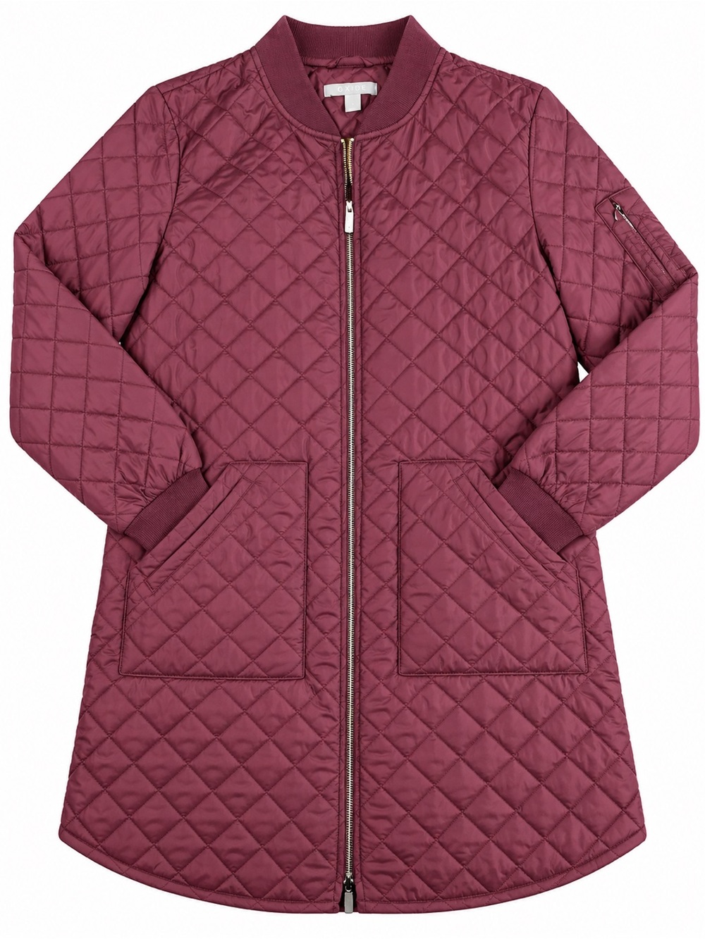 Zella Longline Quilted Bomber Jacket Burgundy Size Small Side Zip Vents